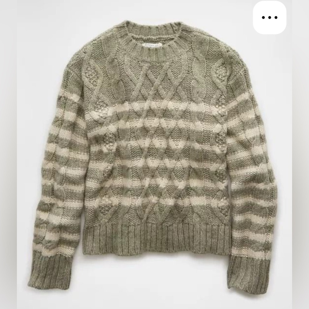 American Eagle Knit Chunky Boxy Sage Sweater
